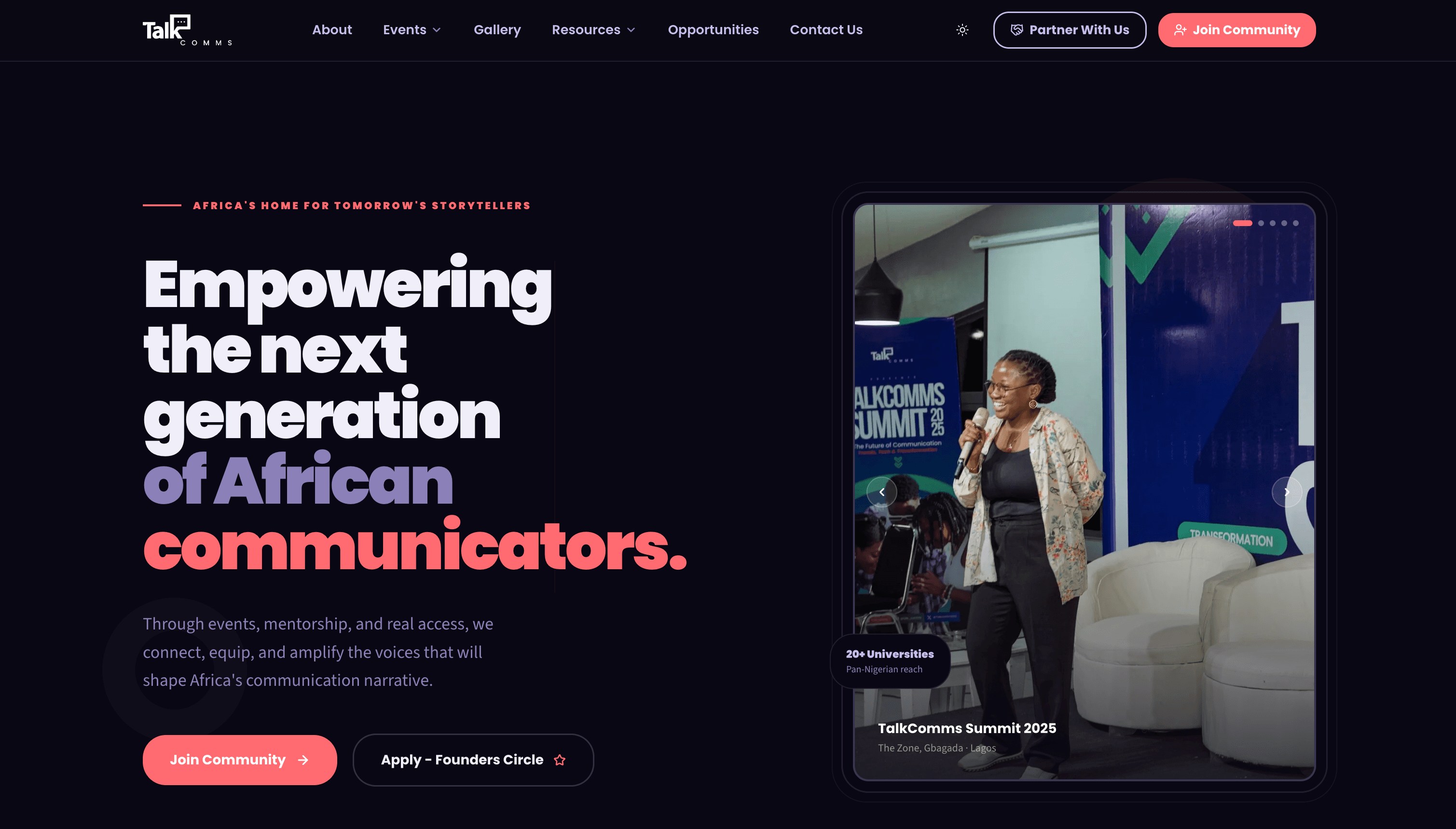 TalkComms Africa — student communications platform